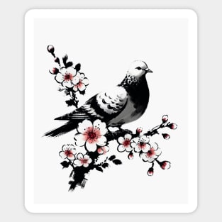 Pigeon and Cherry Blossom Magnet